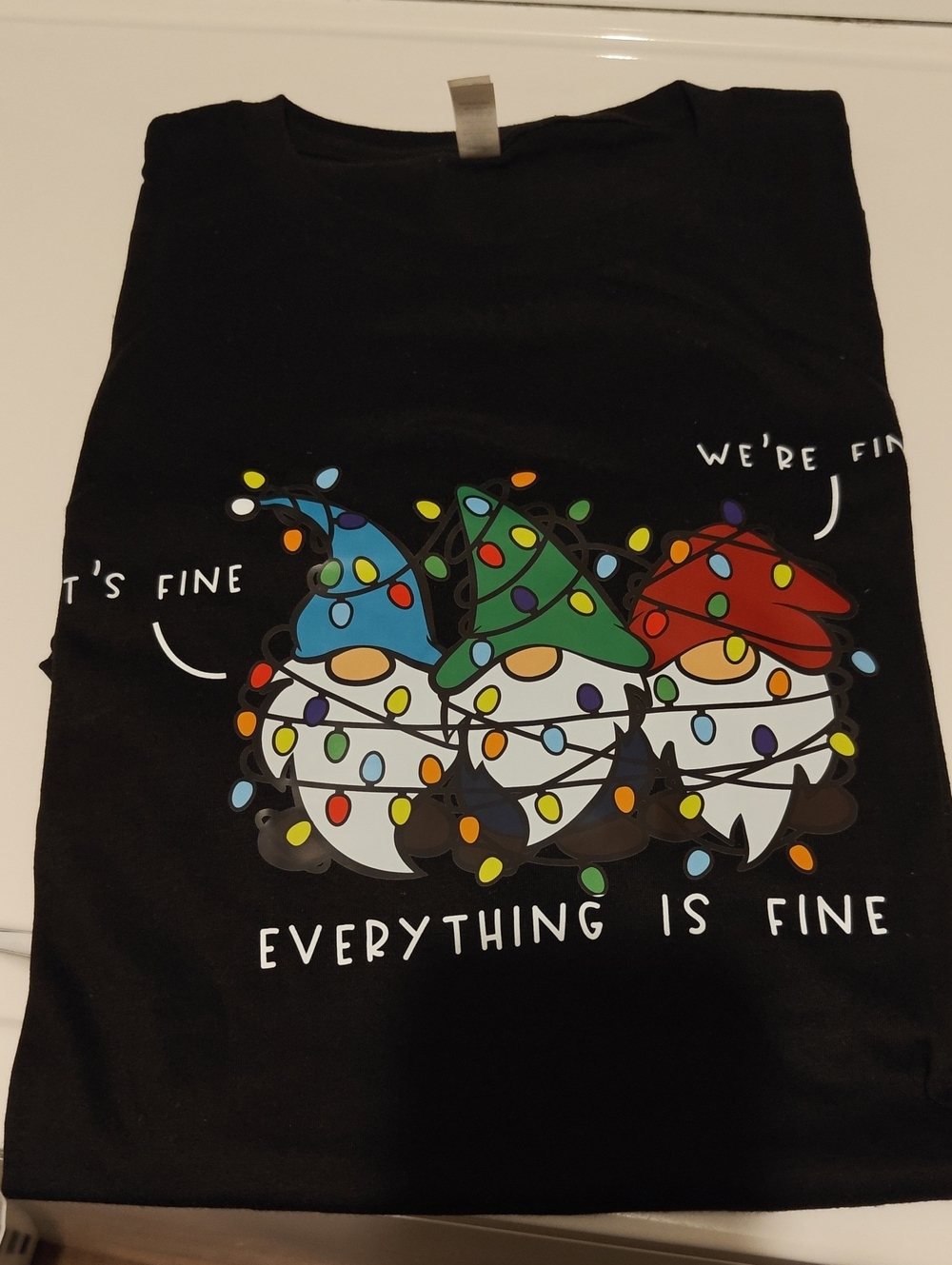 Everything Is Fine Gnome Graphic Tee - Black